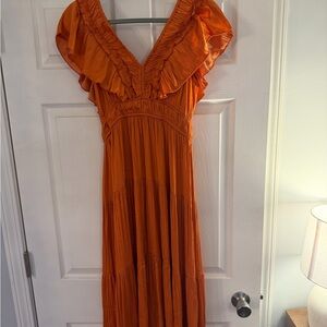 Tahari Orange Ruffled Women's Dress
